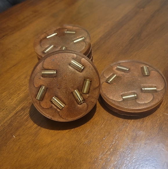 Resin coaster made from real 9mm shells bullet pack of 2 - Picture 2 of 10